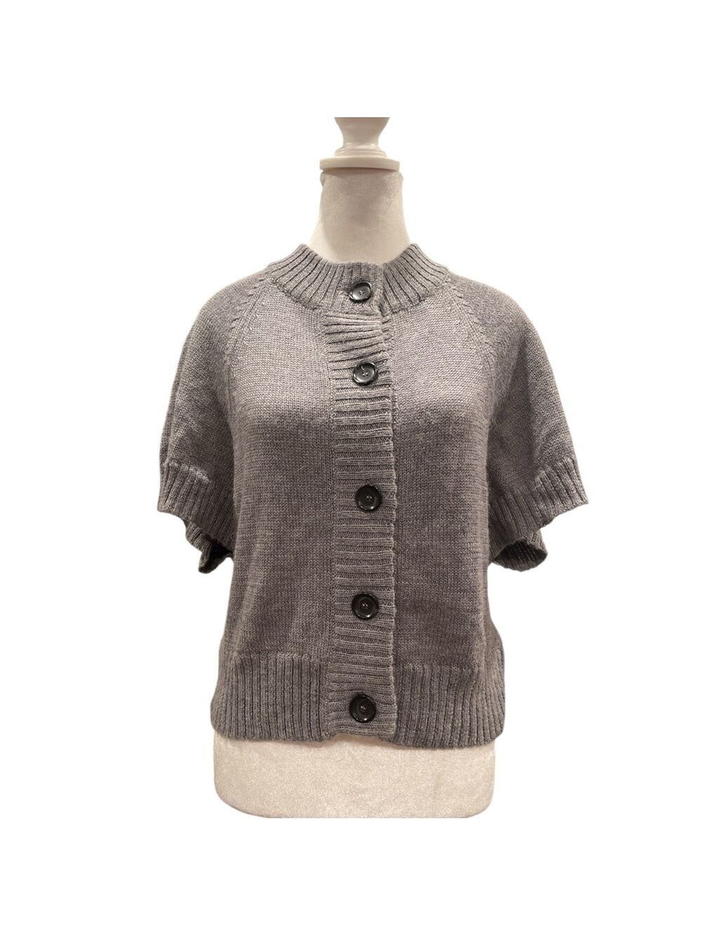 Bruuns Bazaar Small Grey Alpaca Blend Button Front Knit Cardigan - Picture 3 of 10